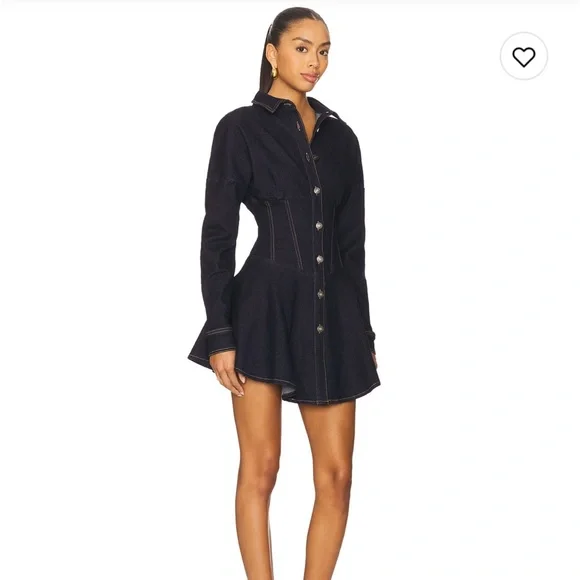 Black Denim Button-Up Dress - Picture 2 of 7